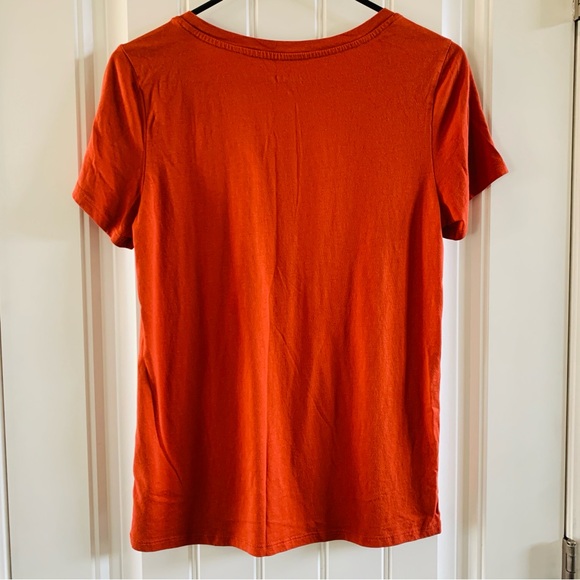 Quince Burnt Orange V Neck Basic Cotton Modal Blend Tee | Medium - Picture 4 of 4
